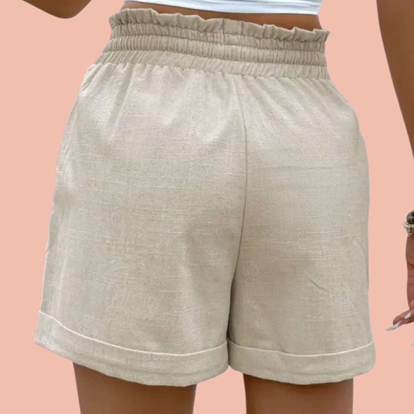 High-waisted Linen Short