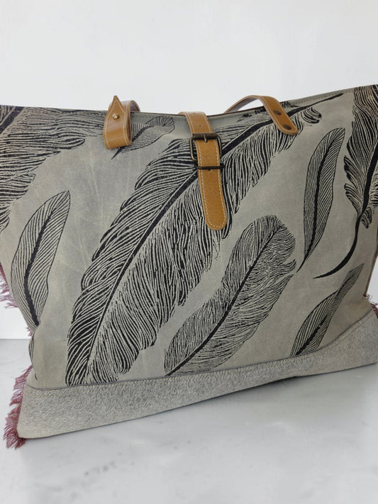 Feathered Up-cycled Canvas Weekender