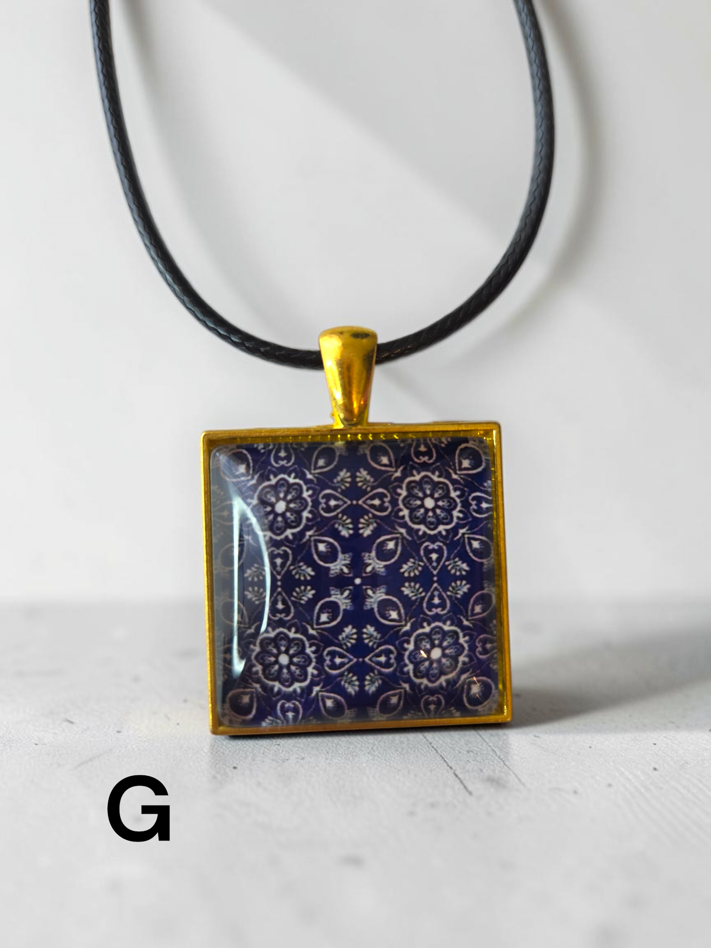 Glass Tile Necklace - Black