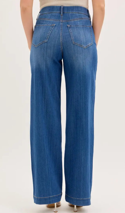 High Rise Wide Leg Denim Pants