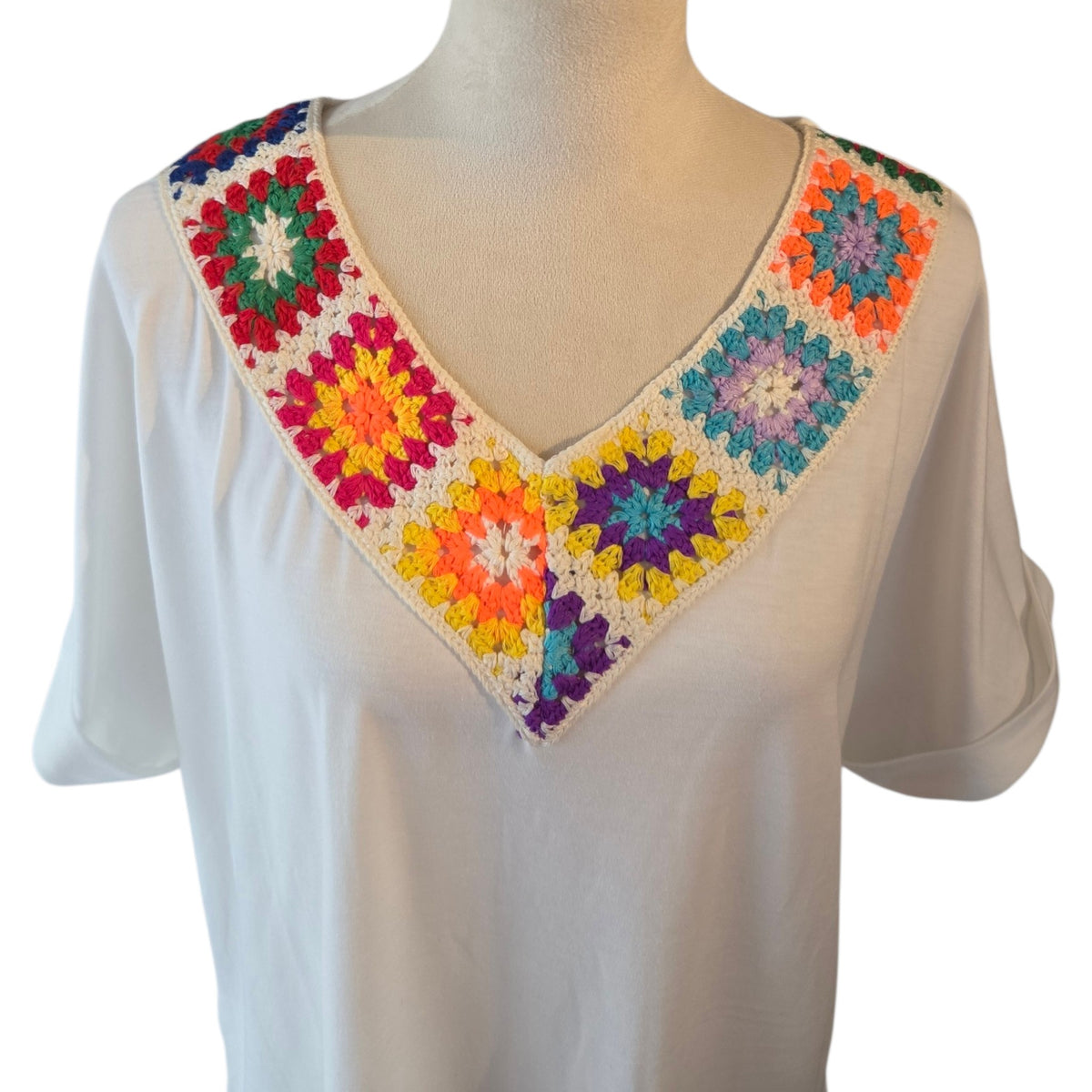 Boho Crochet Block Neck Top