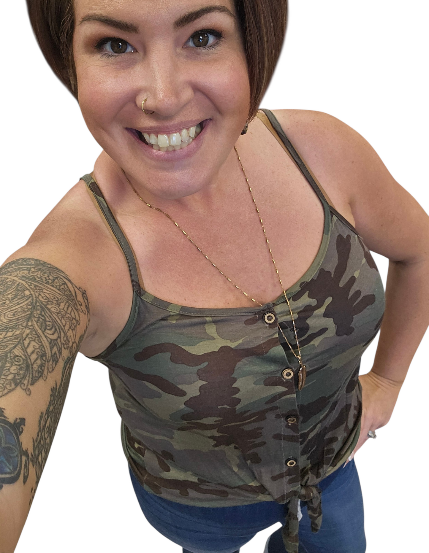 Camo Tie Front Tank