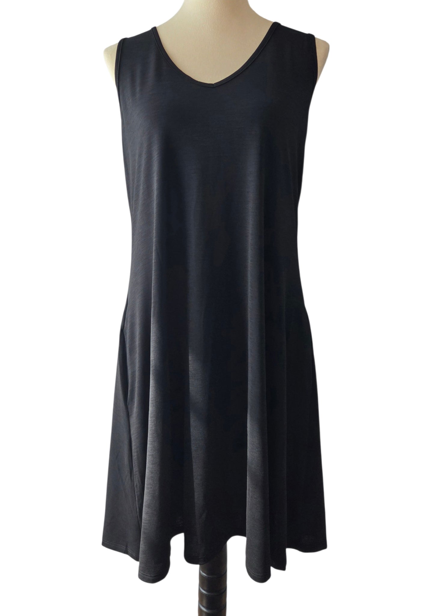Black Vneck Tunic Dress