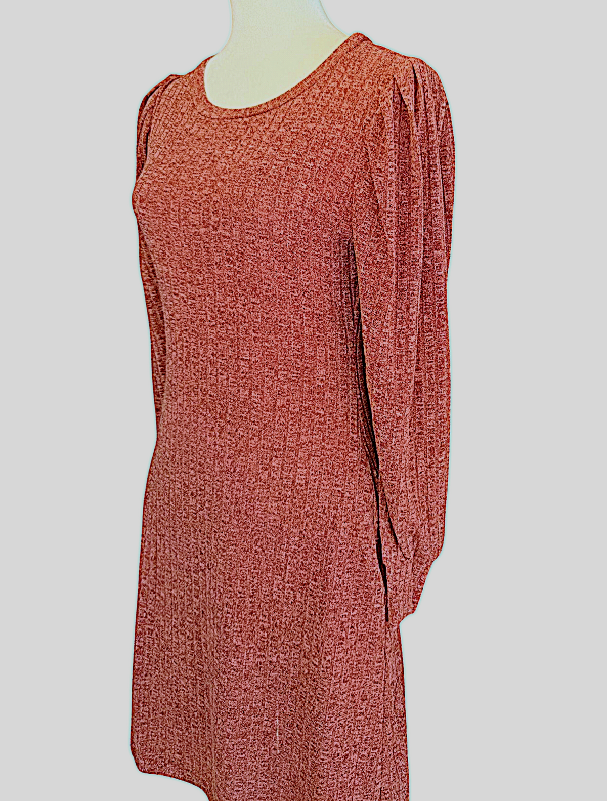 Rust Ribbed Long Sleeve Knit Dress