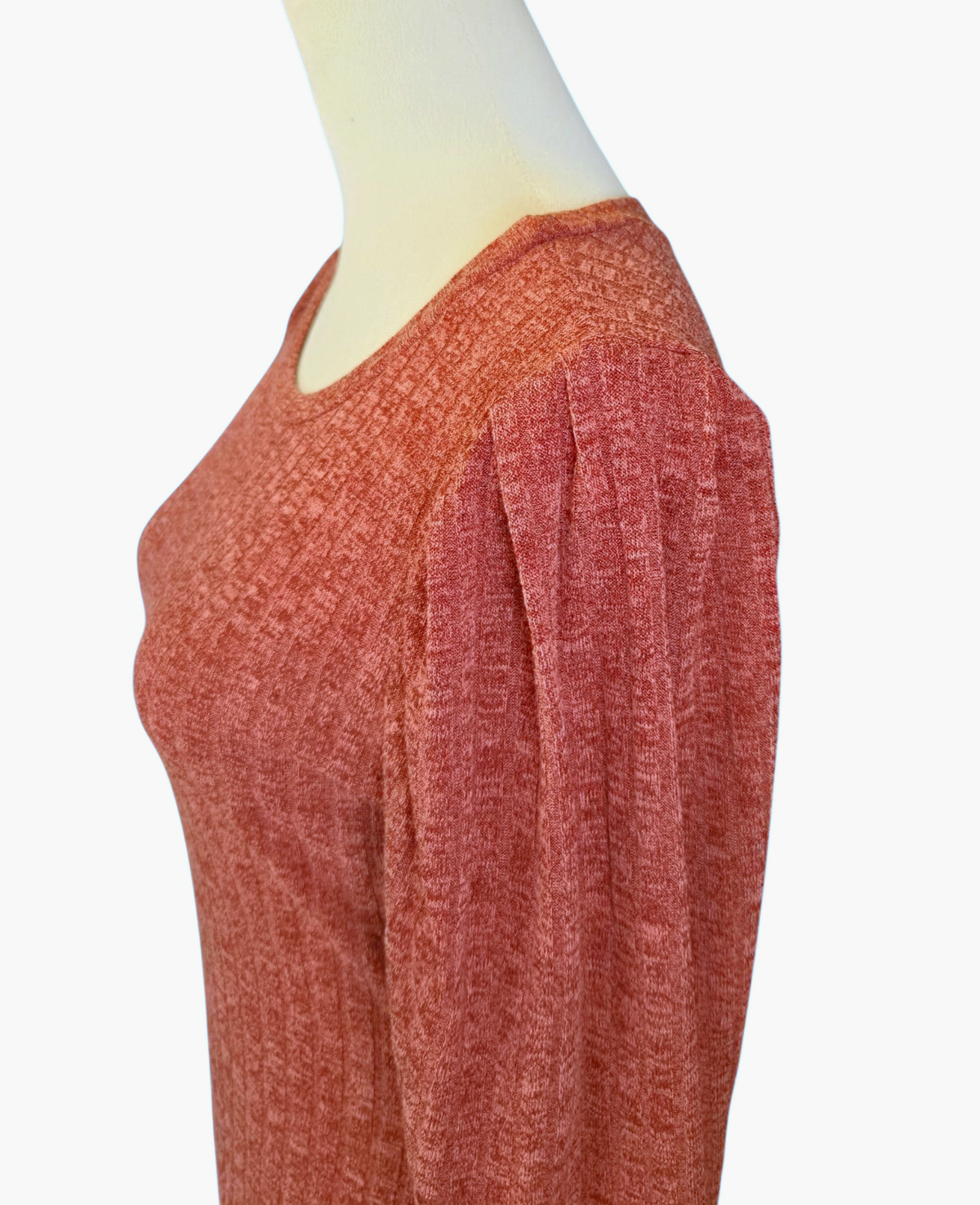 Rust Ribbed Long Sleeve Knit Dress