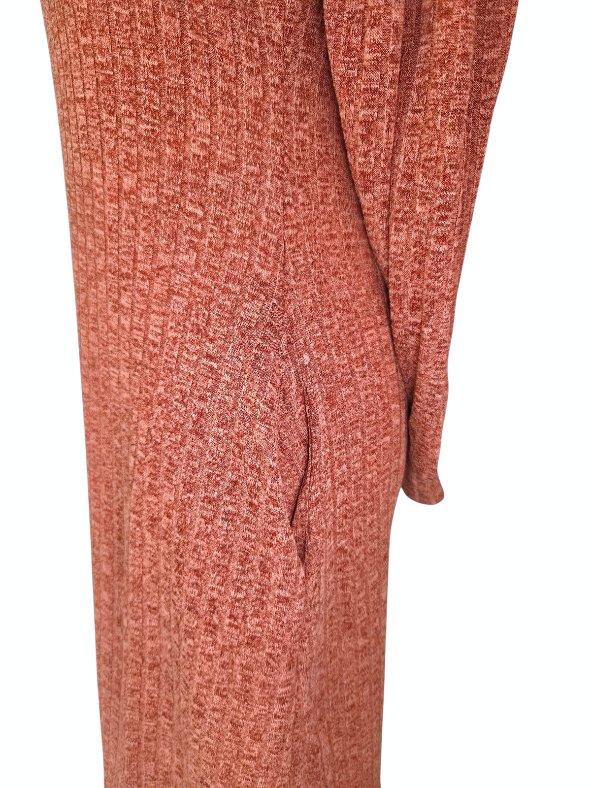 Rust Ribbed Long Sleeve Knit Dress