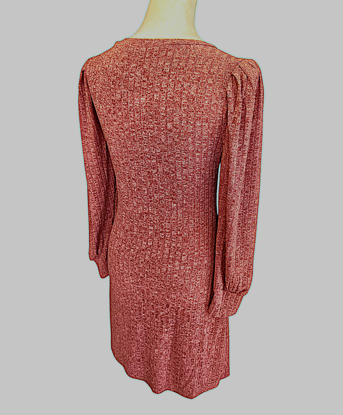 Rust Ribbed Long Sleeve Knit Dress