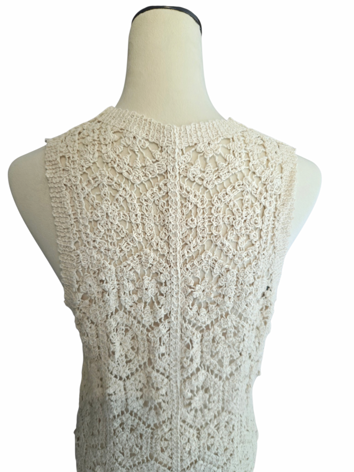 Longline Crochet Button Front Vest