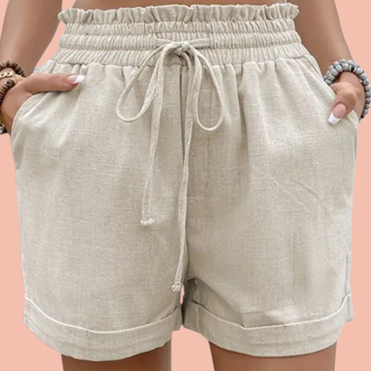 High-waisted Linen Short