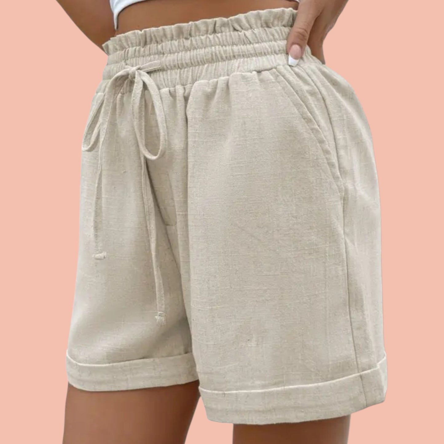 High-waisted Linen Short