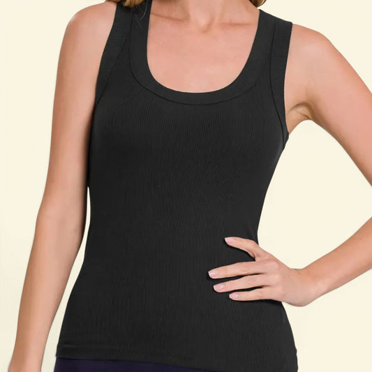 Ribbed Scoop Neck Tank