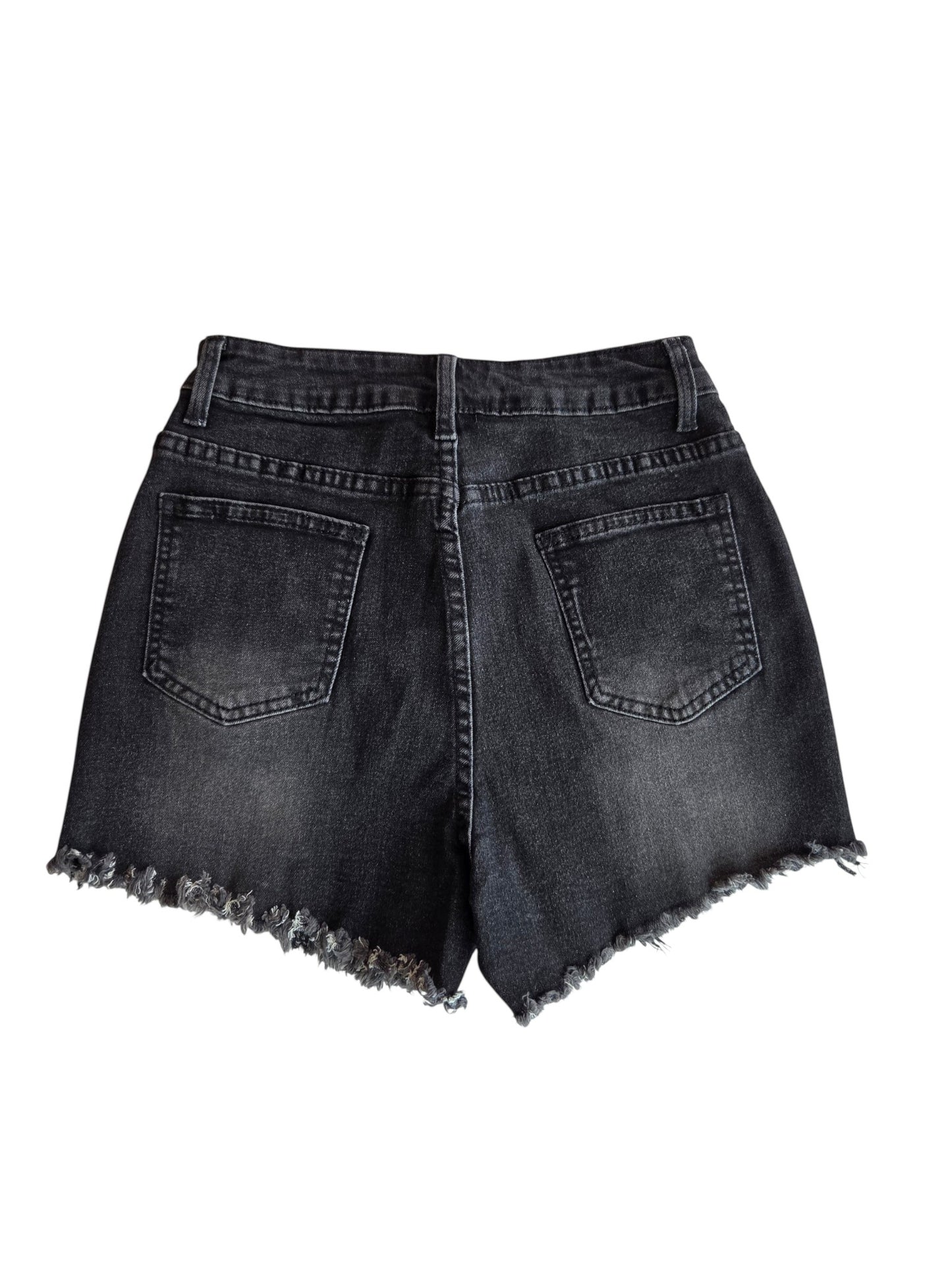 Slim-Cut Fringe Hem Junior Demin Shorts