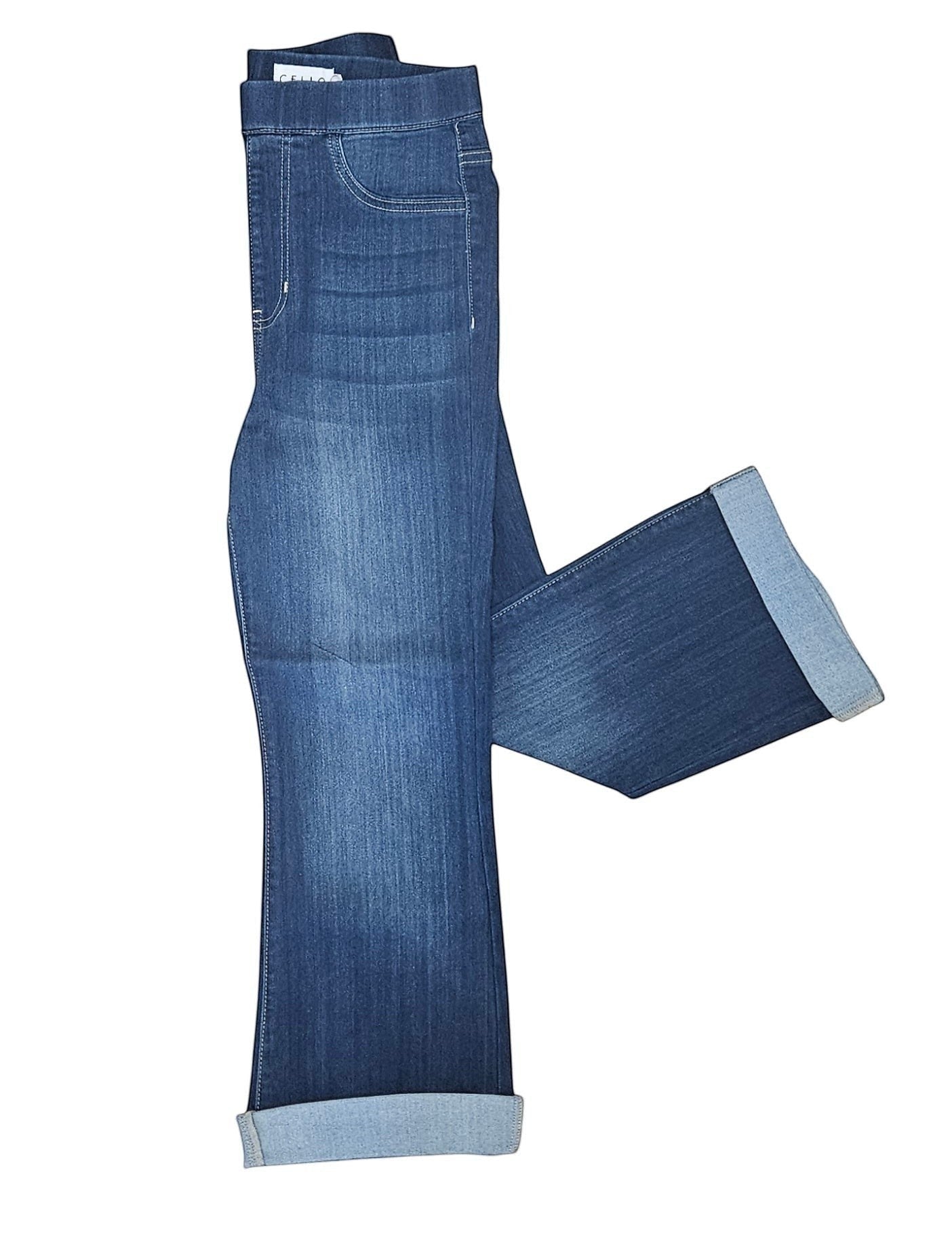 Birds of a Feather Boutique & Soy Wax Candle Company dark wash denim cropped flare jeans with cuffed hems