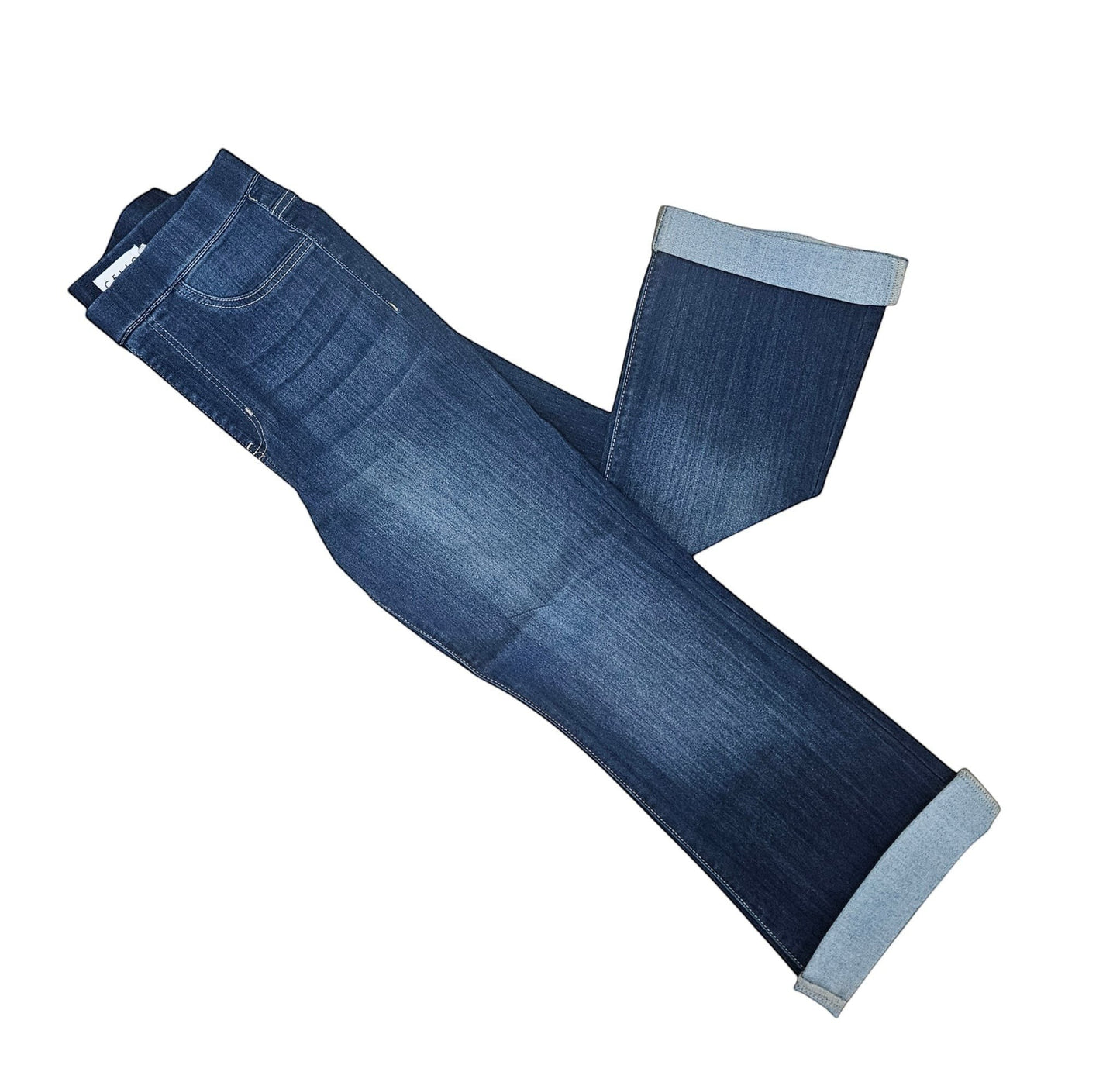 Birds of a Feather Boutique & Soy Wax Candle Company dark wash denim cropped flare jeans with cuffed hems