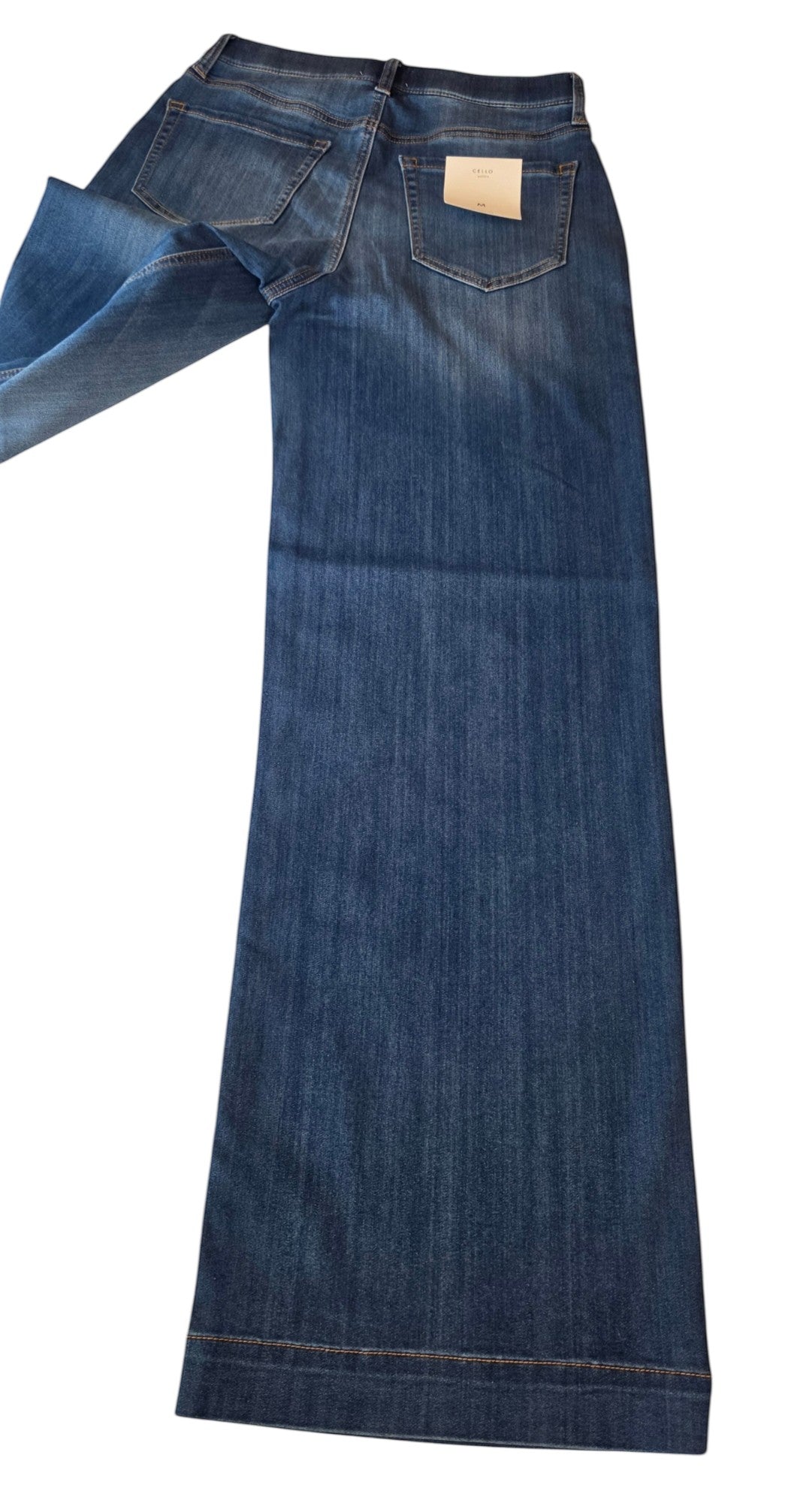 Birds of a Feather Boutique & Soy Wax Candle Company high rise wide leg denim pants in a medium wash blue