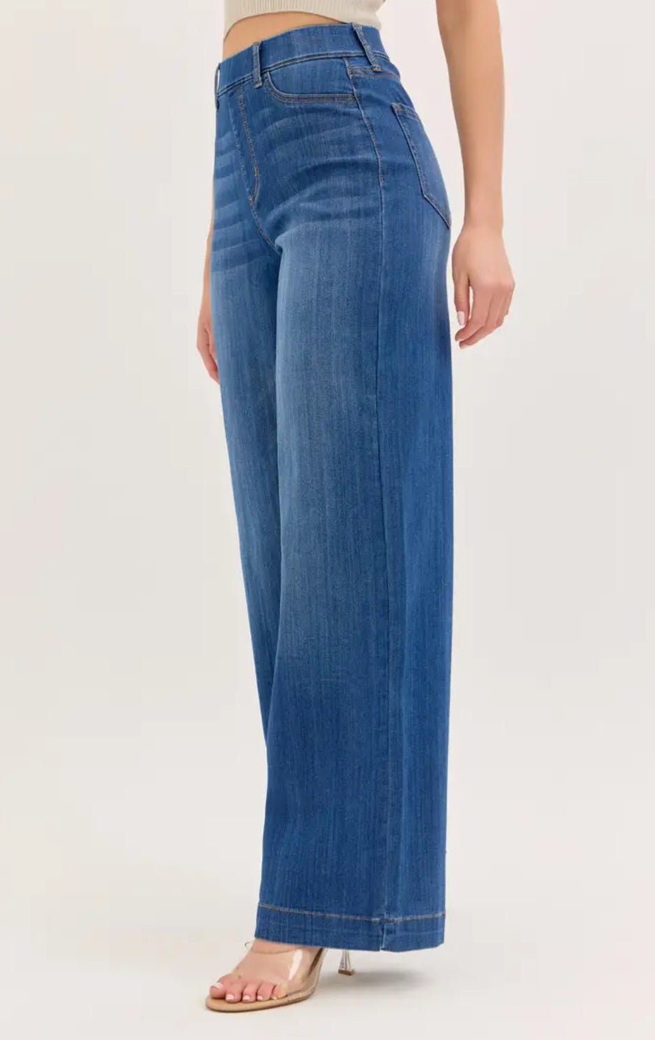 High Rise Wide Leg Denim Pants