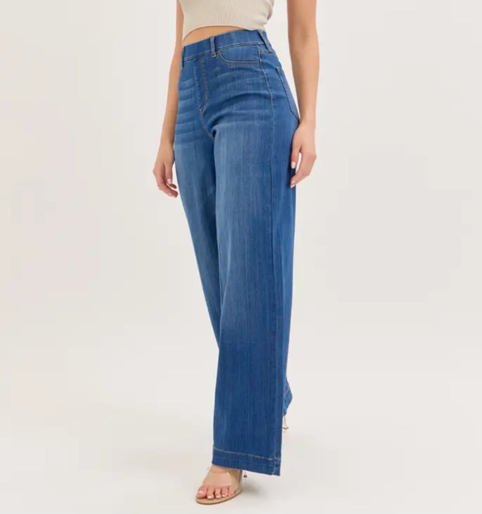 High Rise Wide Leg Denim Pants