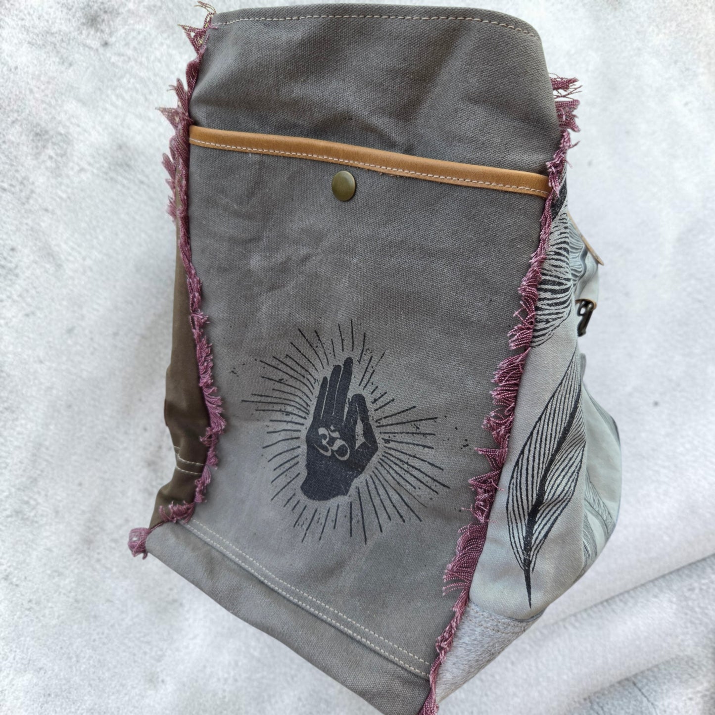Feathered Up-cycled Canvas Weekender
