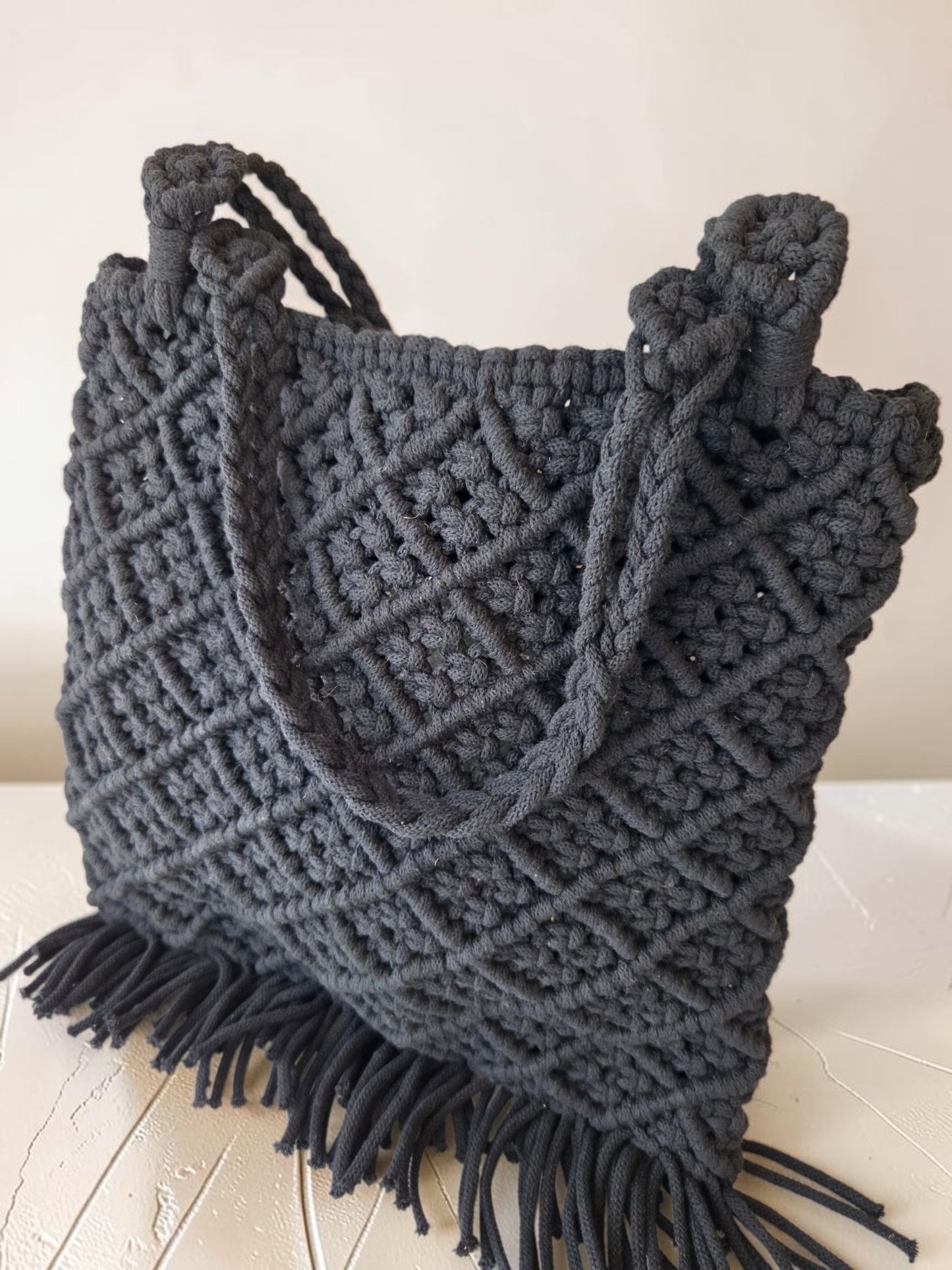 Black Diamond Macramè Tote