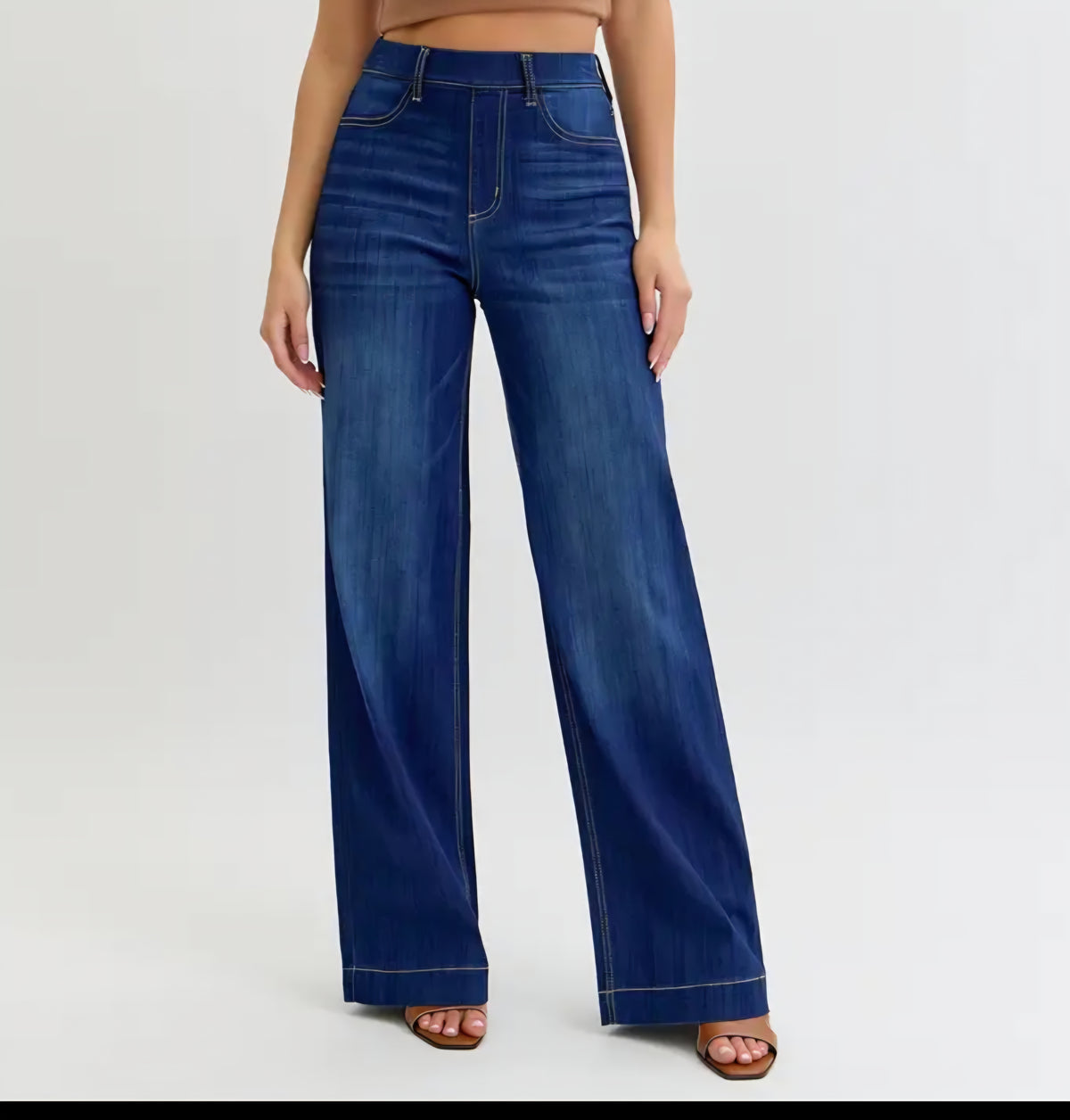 High Rise Wide Leg Denim Pants