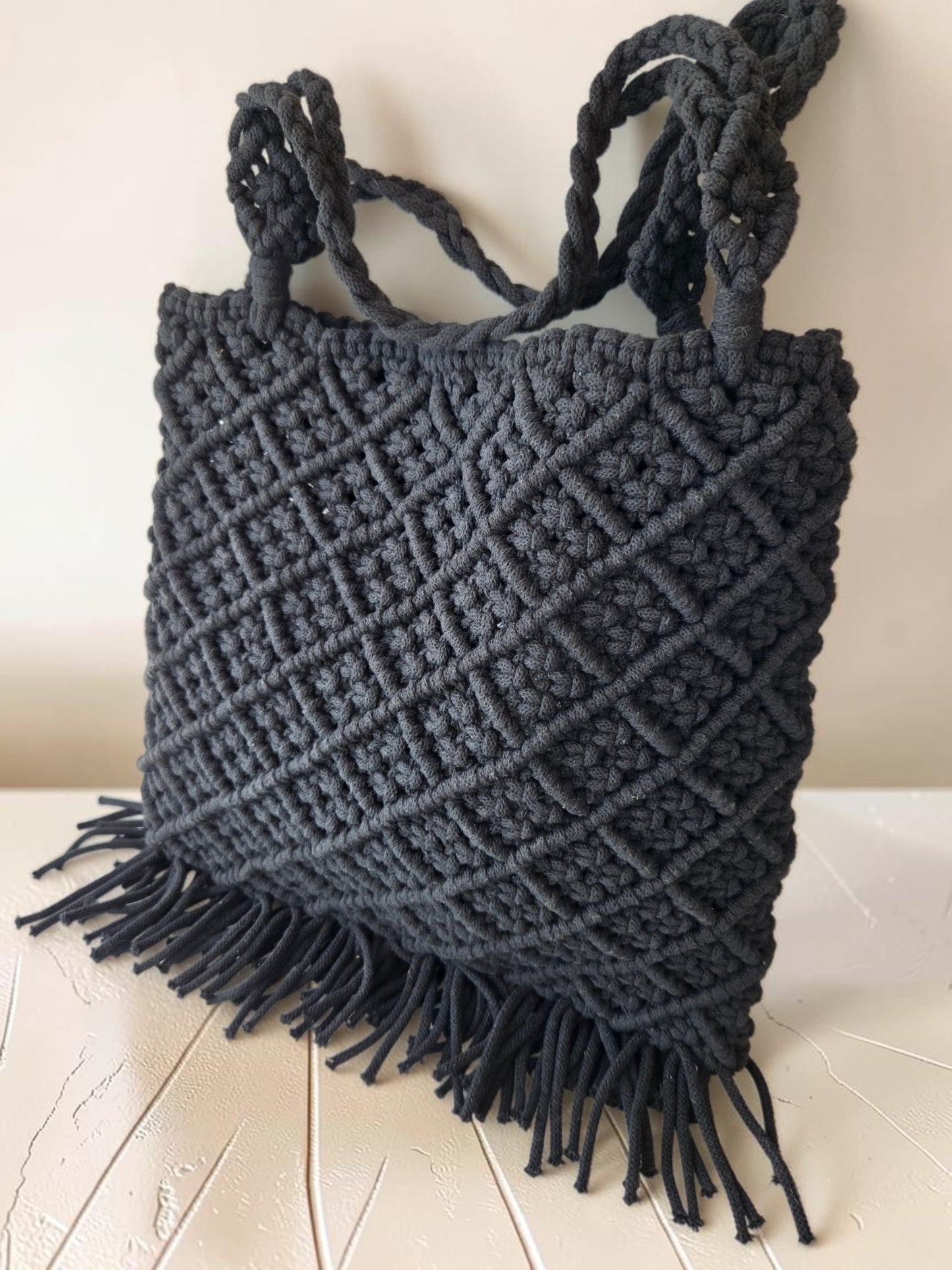 Black Diamond Macramè Tote