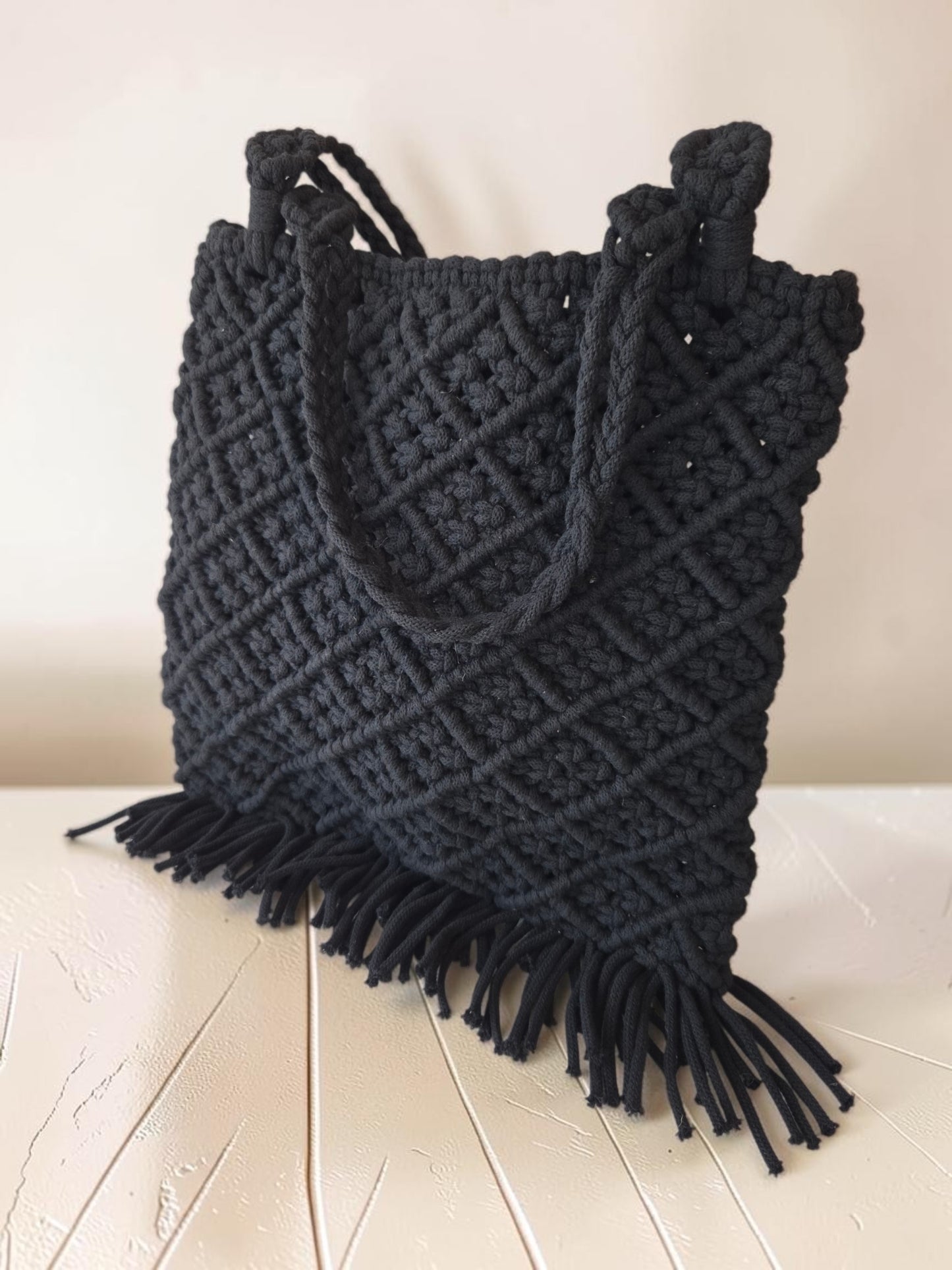 Black Diamond Macramè Tote