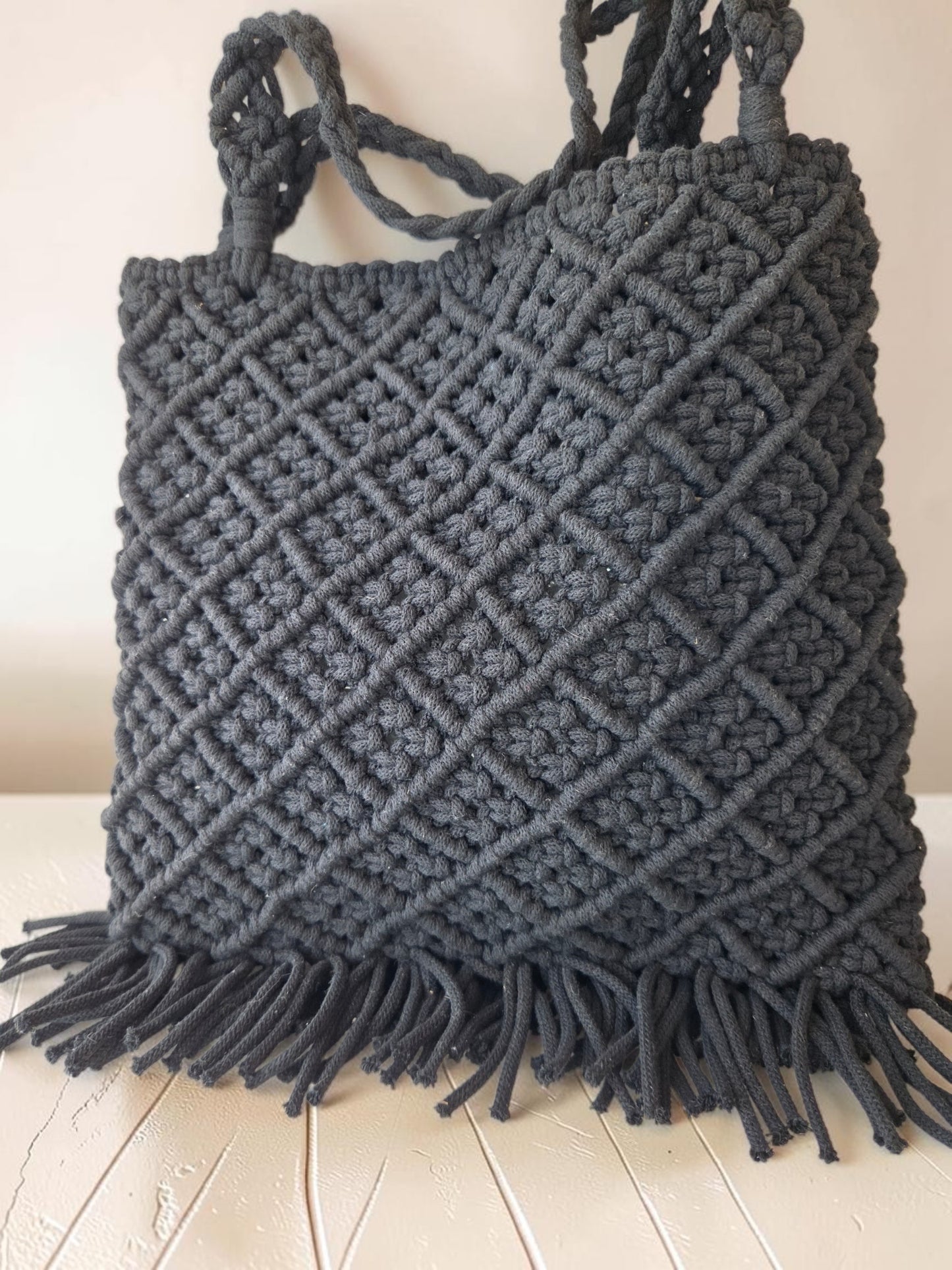 Black Diamond Macramè Tote