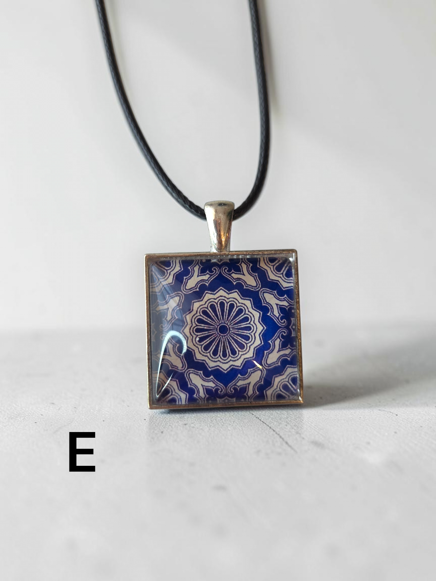Glass Tile Necklace - Black