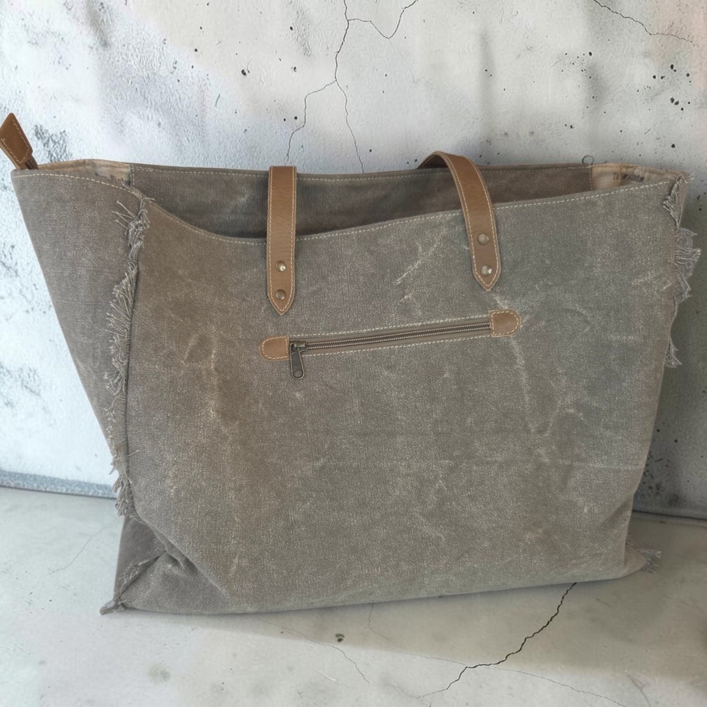 Mandala Up-cycled Canvas Weekender with Cow Hide Trim