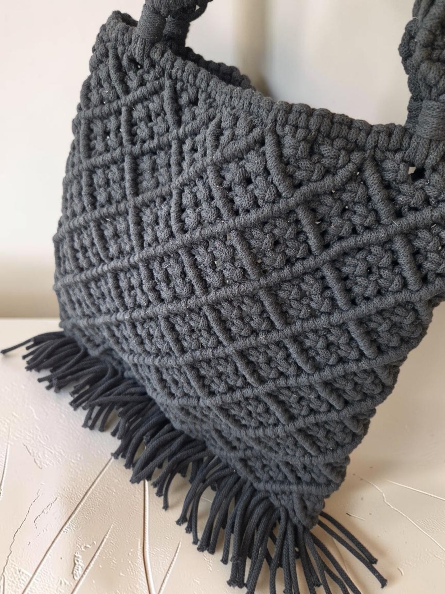 Black Diamond Macramè Tote