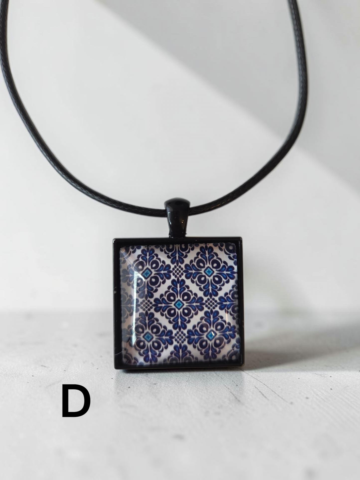 Glass Tile Necklace - Black