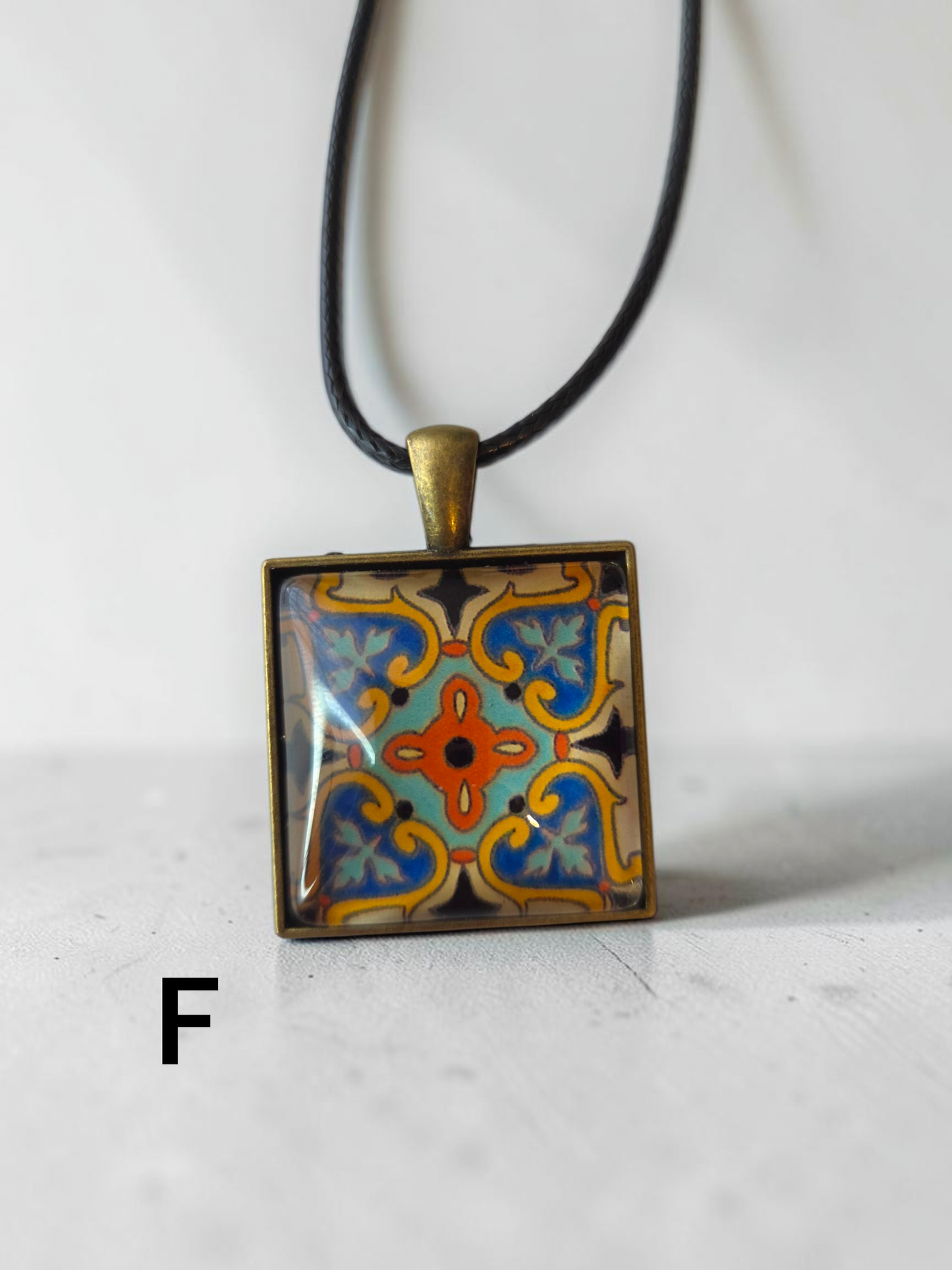 Glass Tile Necklace - Black