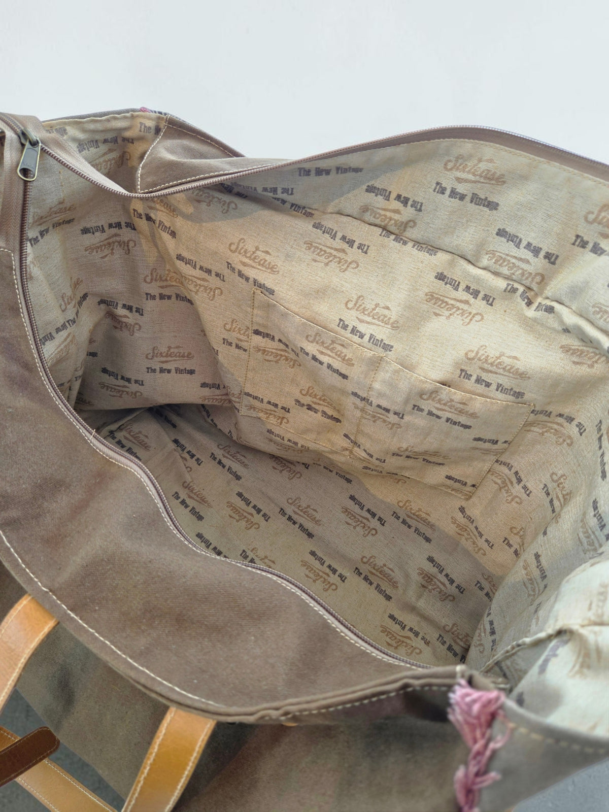 Mandala Up-cycled Canvas Weekender with Cow Hide Trim