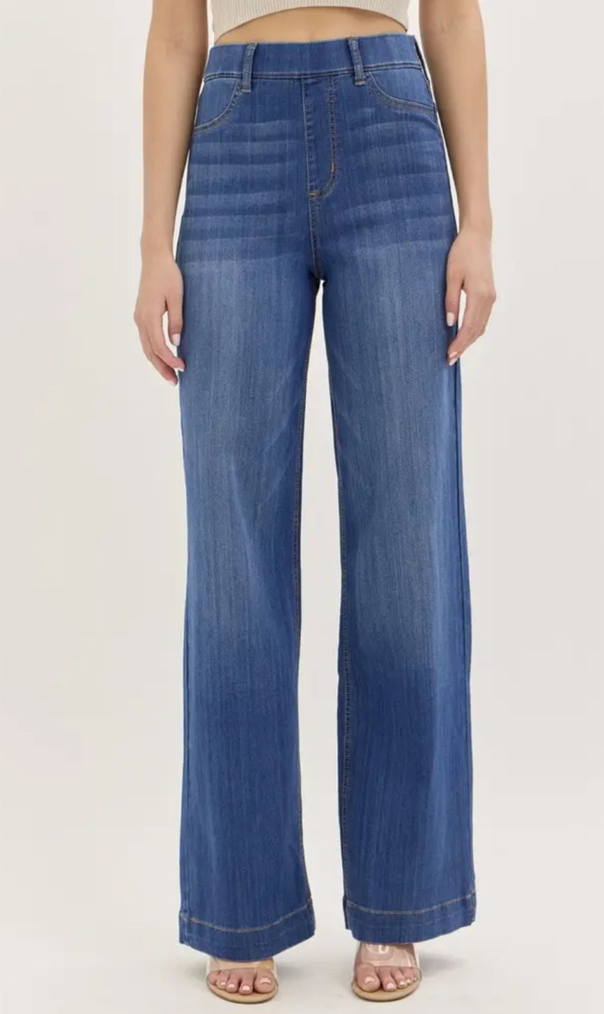 High Rise Wide Leg Denim Pants