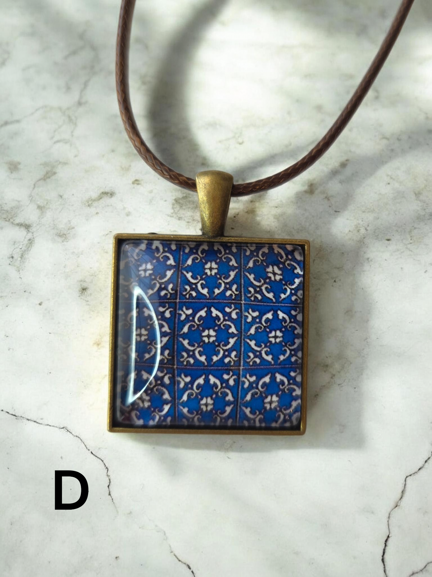Glass Tile Necklaces - Brown