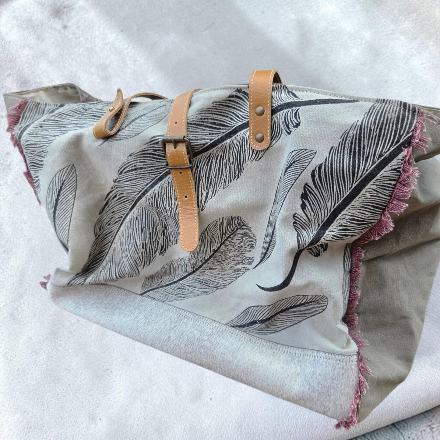 Feathered Up-cycled Canvas Weekender