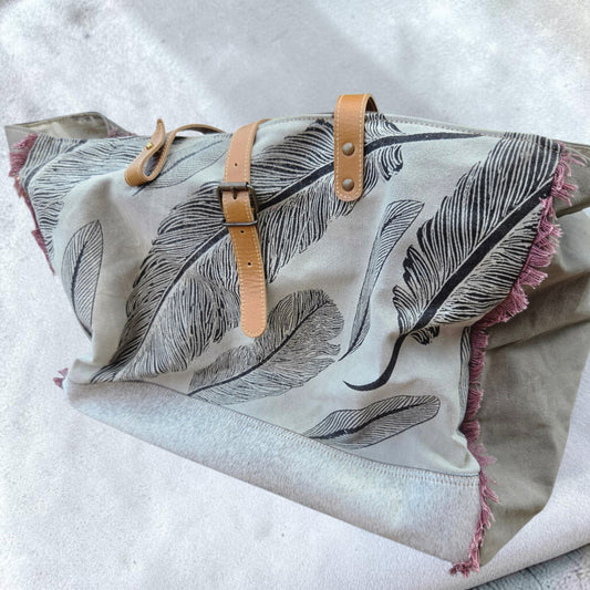 Feathered Up-cycled Canvas Weekender