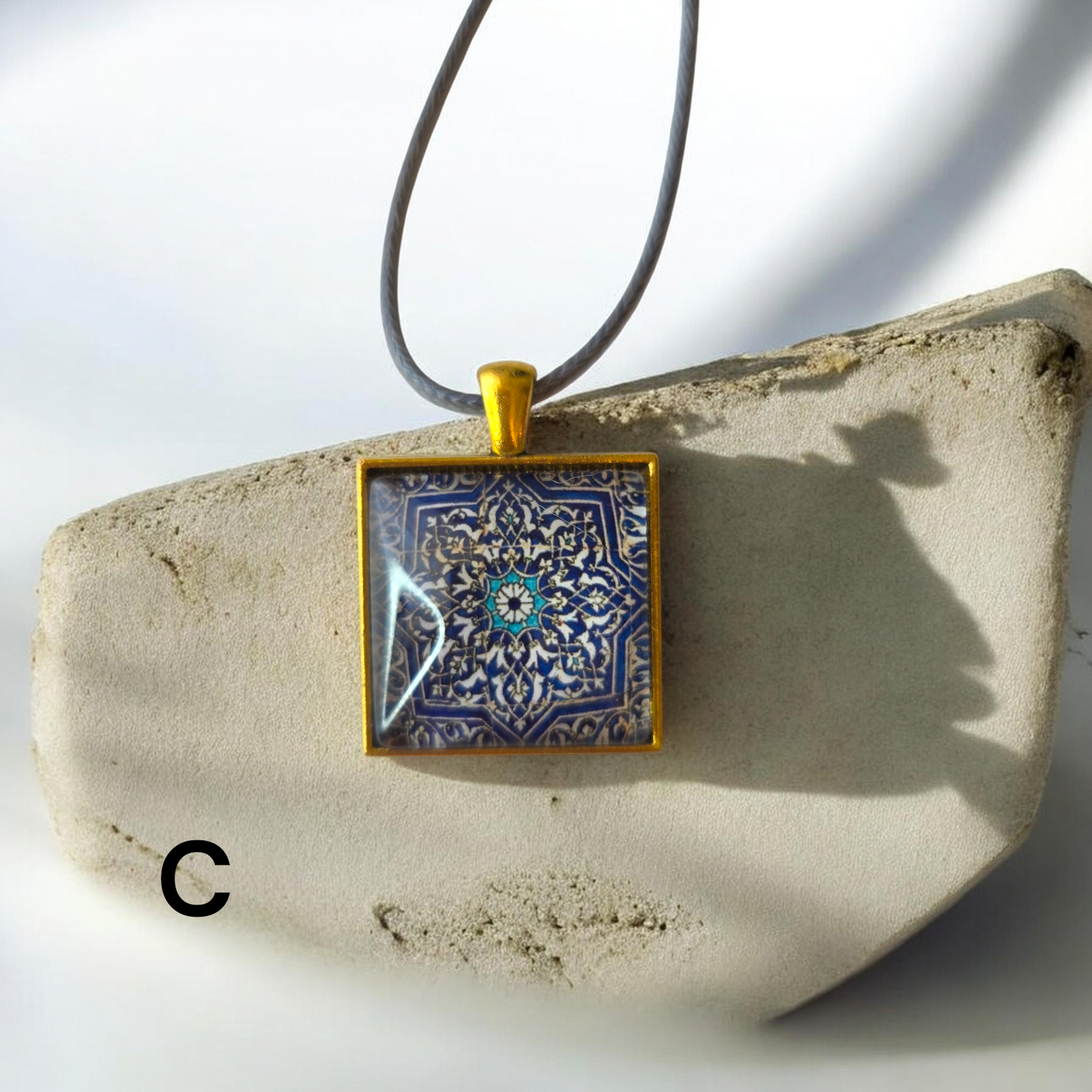 Glass Tile Necklaces - Tan, Maroon, Cream