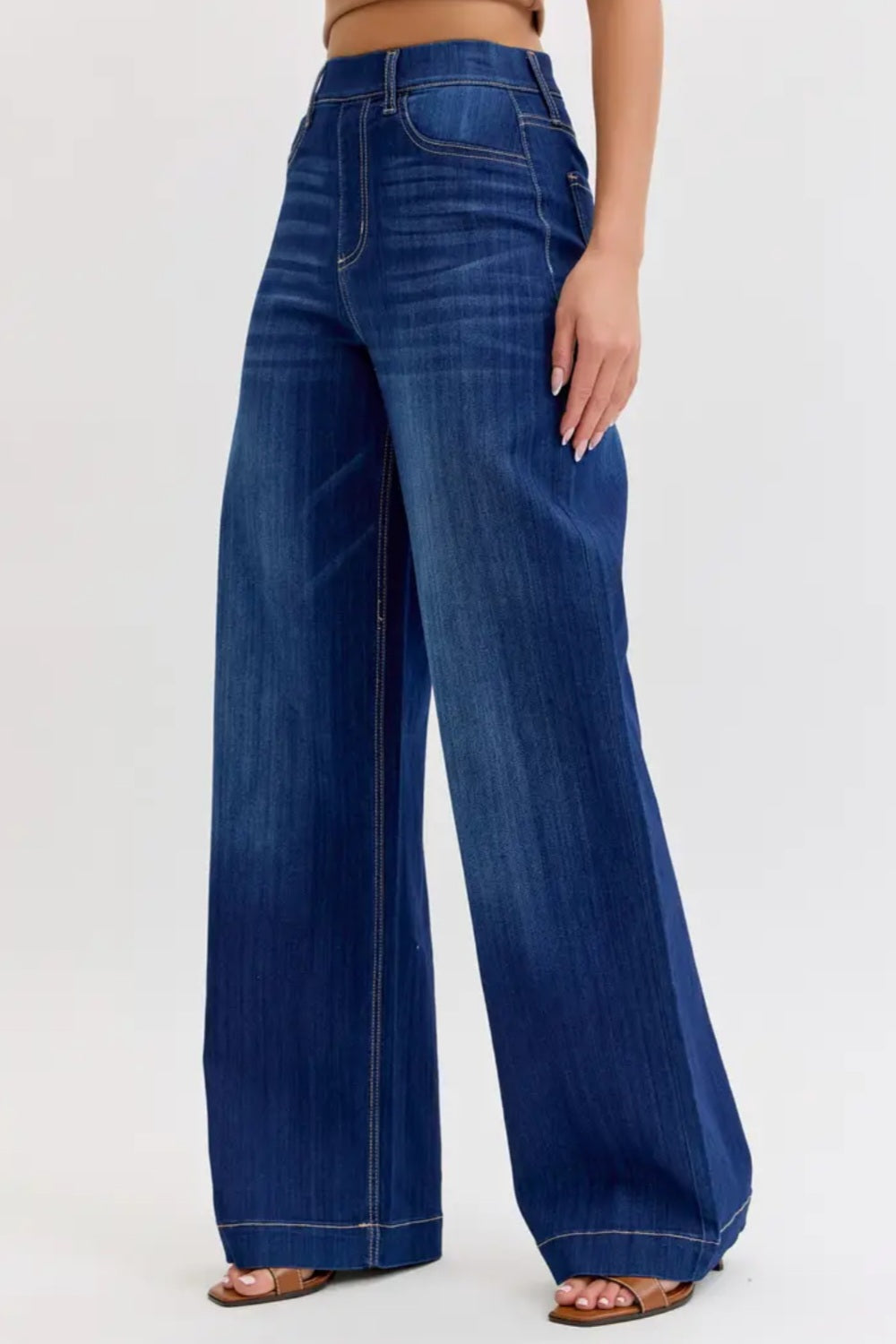 High Rise Wide Leg Denim Pants