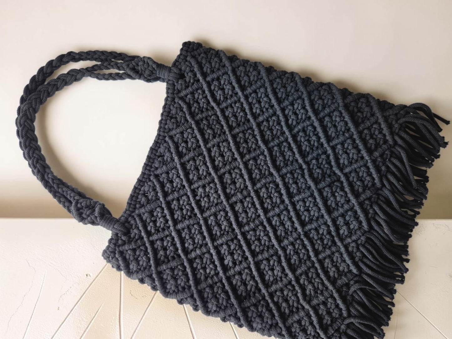 Black Diamond Macramè Tote
