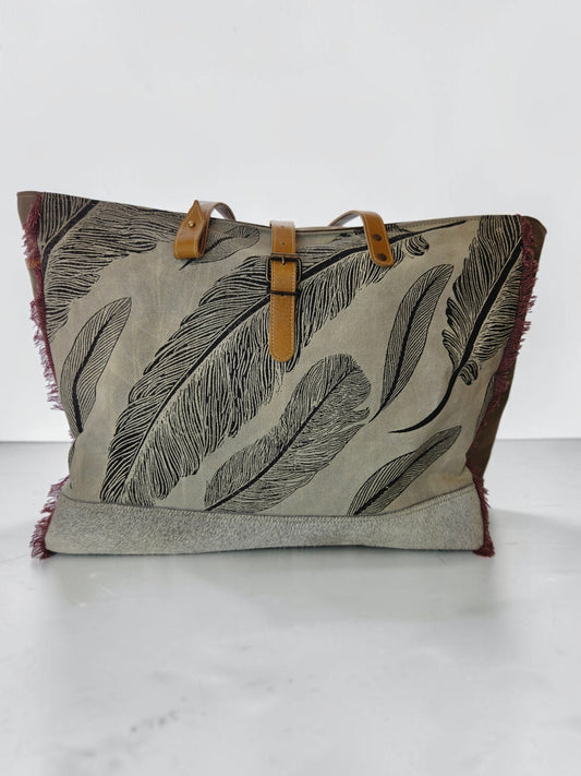 Feathered Up-cycled Canvas Weekender